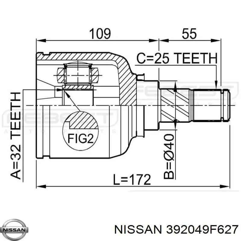 Купить 392049F627 Nissan/Infiniti ШРУС внутренний