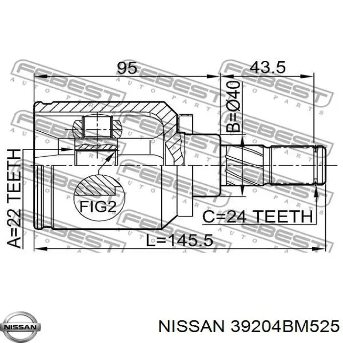Привод передний правый Nissan/Infiniti 39204BM525 цена, от 27.17 USD
