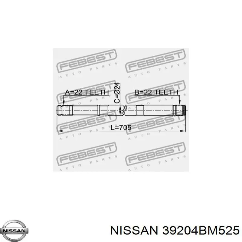 Правая полуось 39204BM525 Nissan