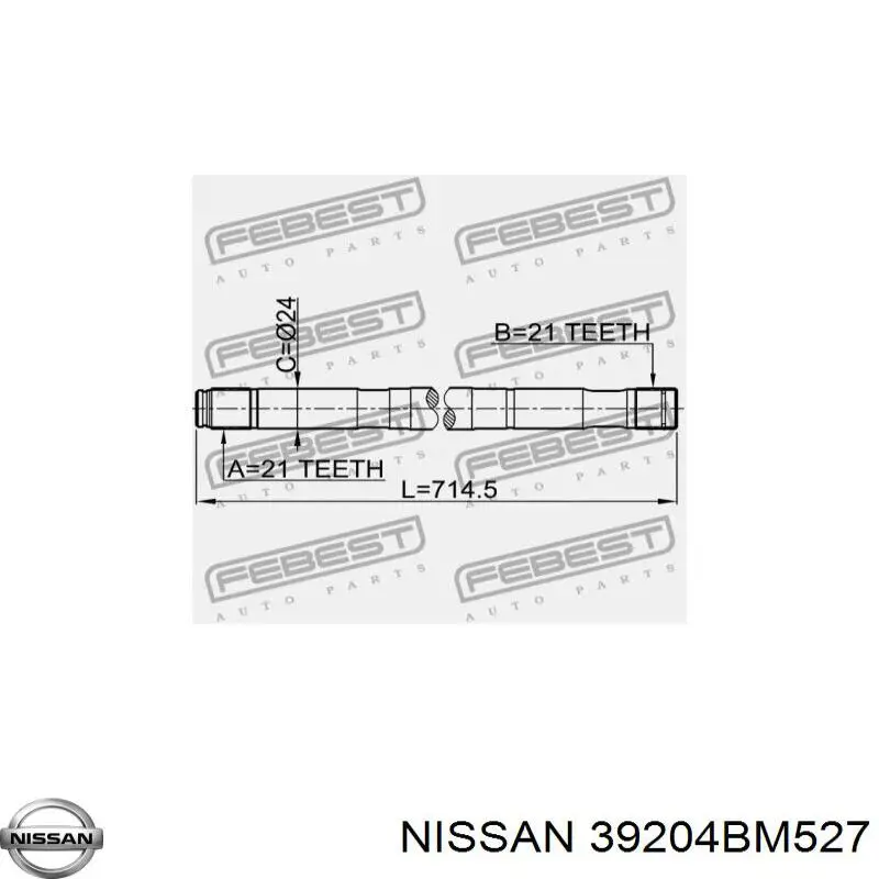 Привод передний правый Nissan/Infiniti 39204BM527 цена, от 114.41 USD