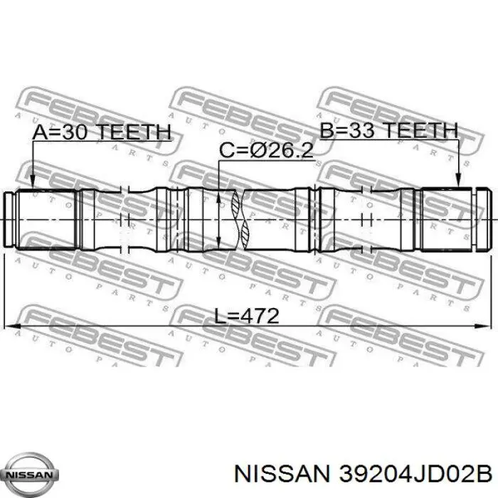 Купить 39204JD02B Nissan/Infiniti Привод в сборе левый
