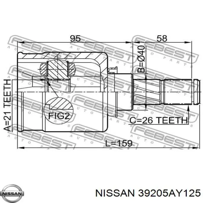 Левая полуось 39205AY125 Nissan