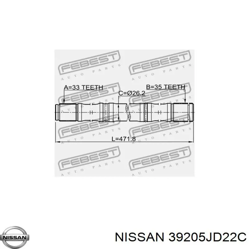 Привод передний левый Nissan/Infiniti 39205JD22C цена, от 828.79 USD