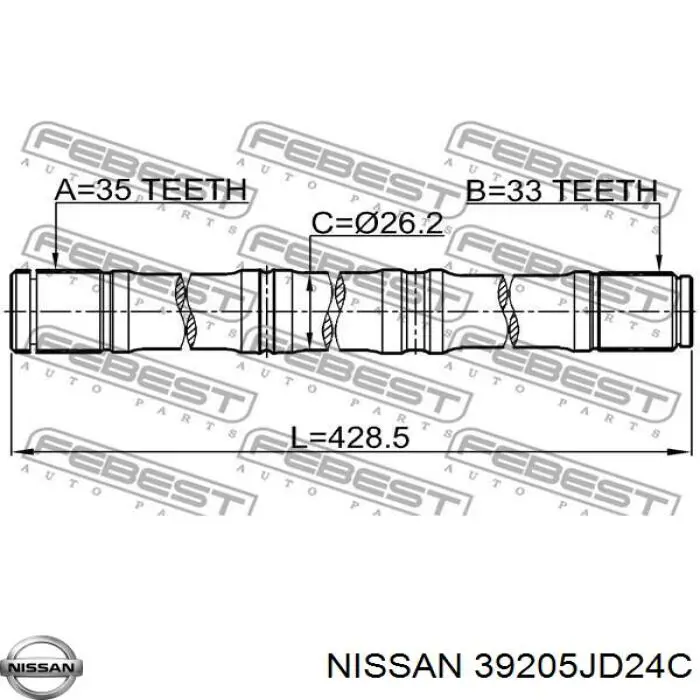 Купить 39205JD24C Nissan/Infiniti Привод в сборе левый