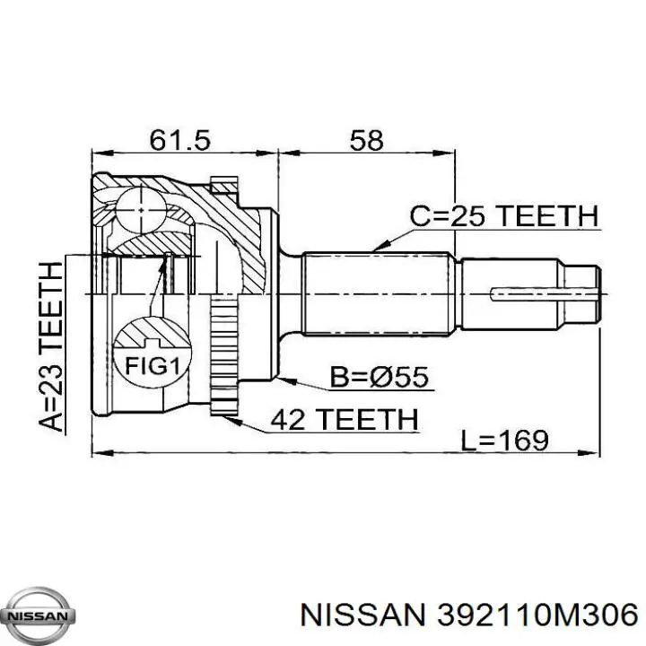 ШРУС наружный передний 392110M306 Nissan