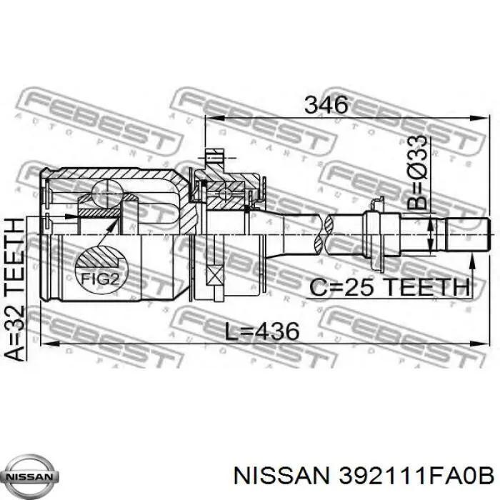 ШРУС наружный передний 392111FA0B Nissan/Infiniti