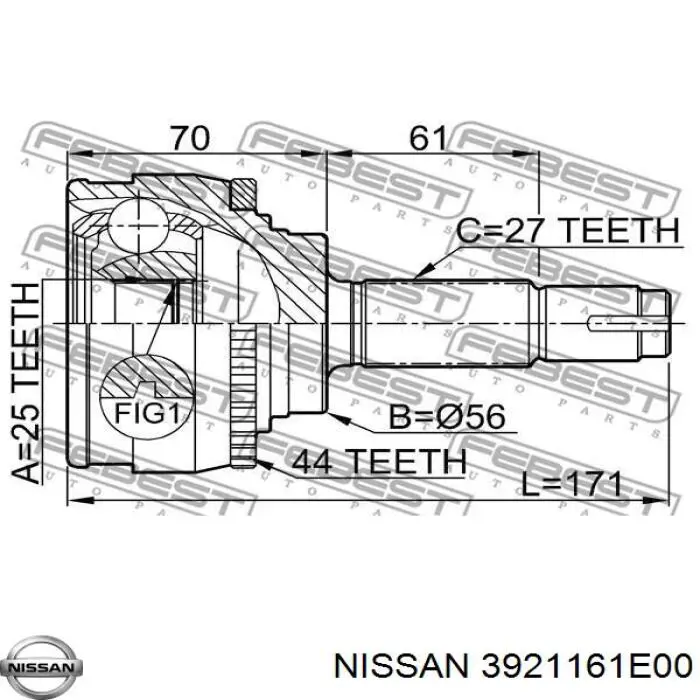 Граната колесная Nissan/Infiniti 3921161E00 цена, от 435.35 USD