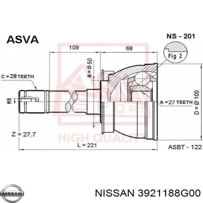Граната колесная Nissan/Infiniti 3921188G00 цена, от 38.35 USD