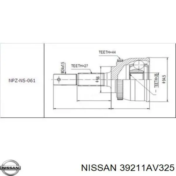 39211AV325 Nissan шрус наружный передний