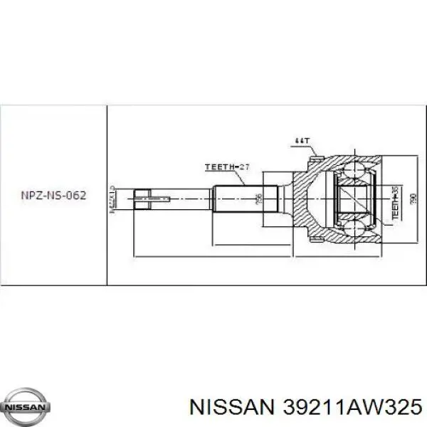 39211AW325 Nissan шрус наружный передний