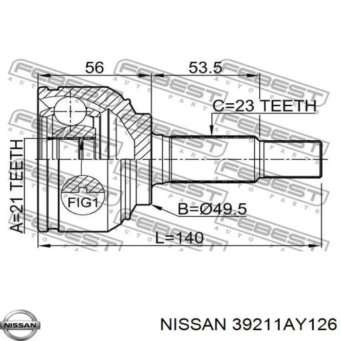 ШРУС наружный NISSAN 39211AY126