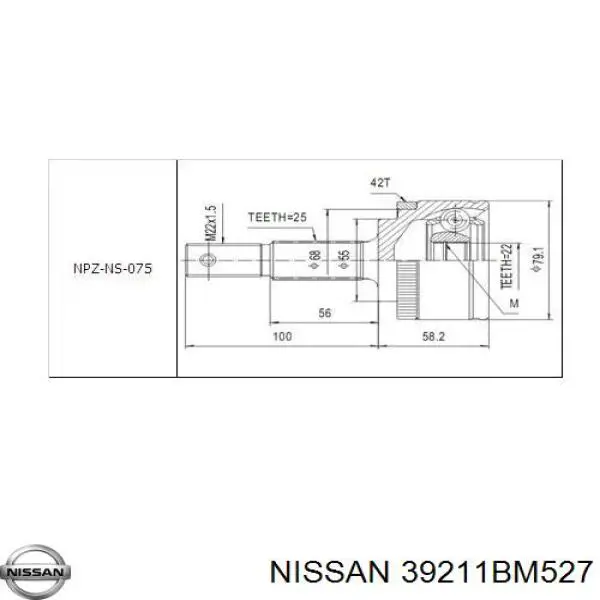 ШРУС наружный передний 39211BM527 Nissan/Infiniti