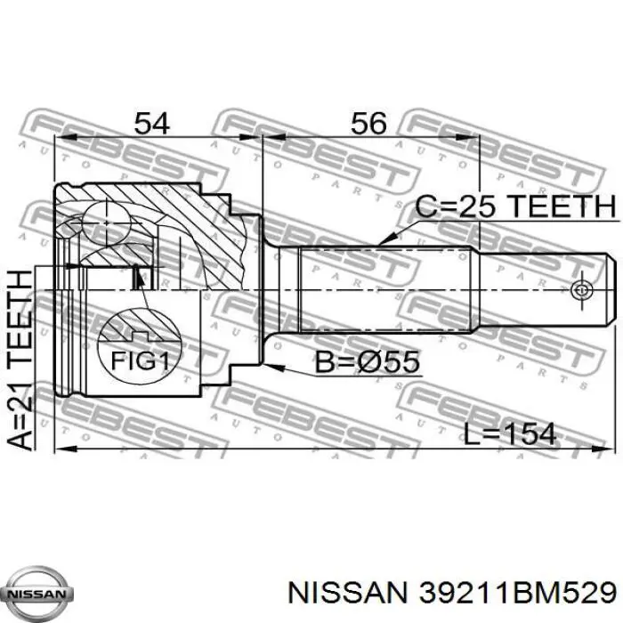 ШРУС наружный NISSAN 39211BM529