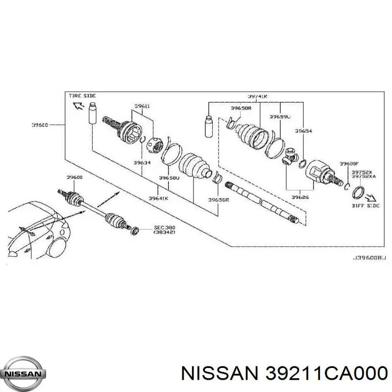 ШРУС наружный задний NISSAN 39211CA000