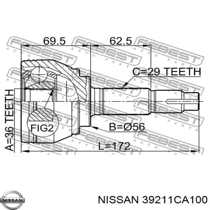 ШРУС наружный передний 39211CA100 Nissan