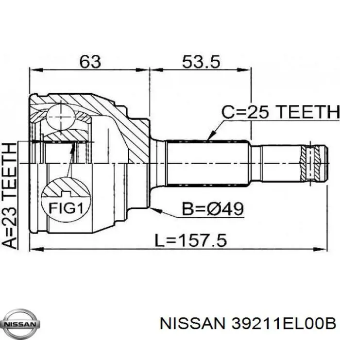 ШРУС наружный передний правый на Nissan Tiida NMEX ASIA 