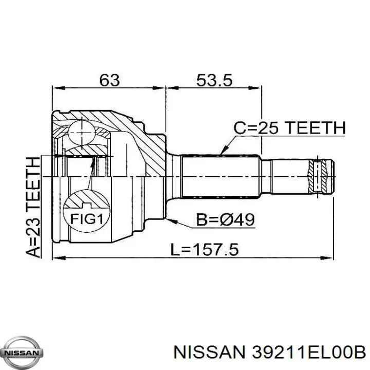 ШРУС внешний передний, правый Nissan/Infiniti 39211EL00B цена, от 29.59 USD