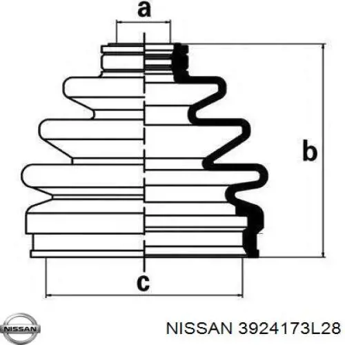 Пыльник наружной гранаты, задней полуоси Nissan/Infiniti 3924173L28 цена, от 84.69 USD