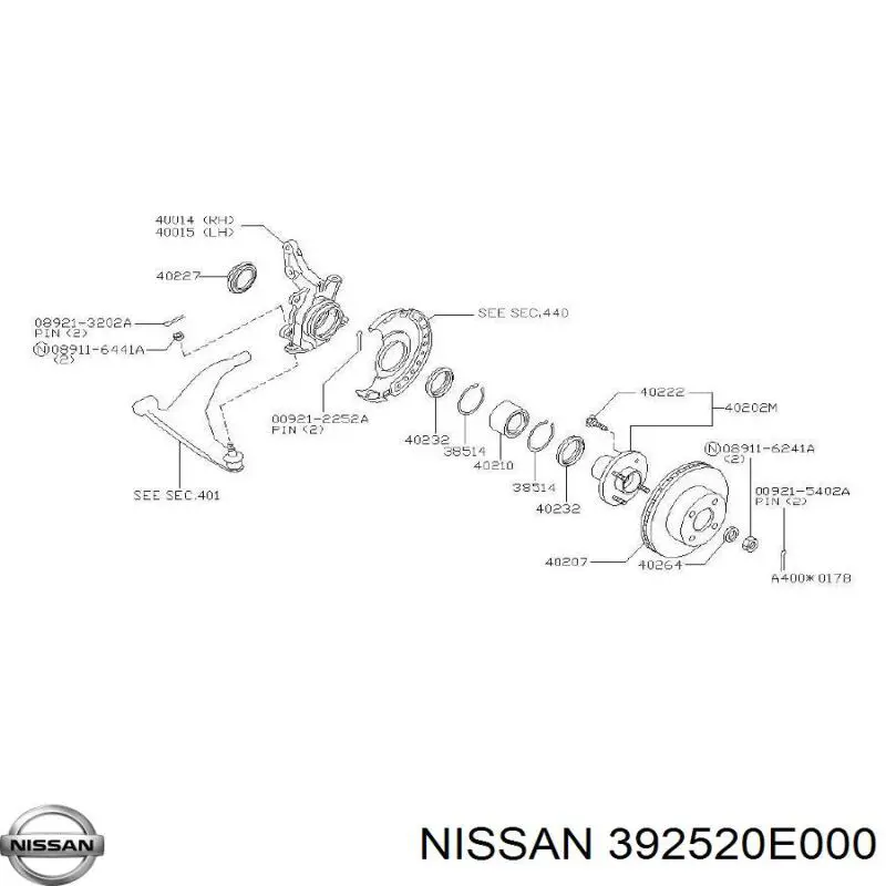 392520E000 Nissan подшипник ступицы передней