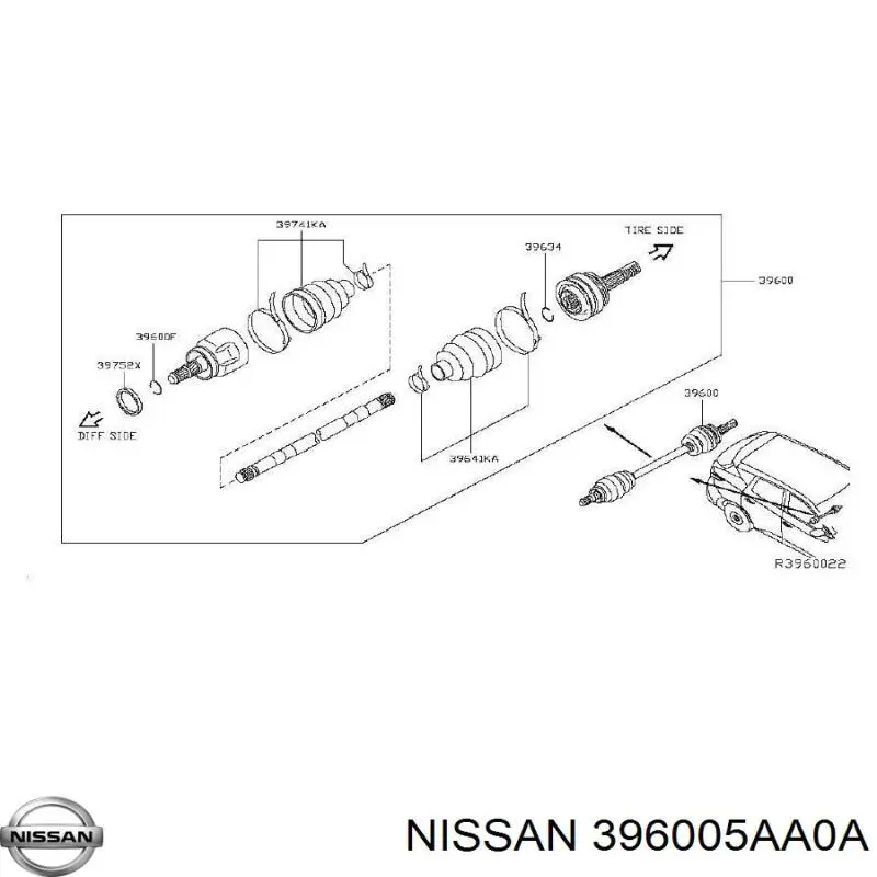 Приводы задних колес Nissan/Infiniti 396005AA0A цена, от 15.42 USD