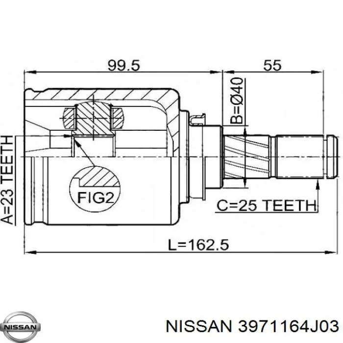 ШРУС внутренний передний левый NISSAN 3971164J03