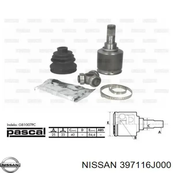 Внутренний шрус NISSAN 397116J000