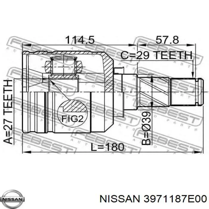 Шарнир угловых скоростей передний левый Nissan/Infiniti 3971187E00 цена, от 103.84 USD