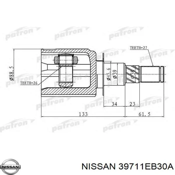 Купить 39711EB30A Nissan/Infiniti ШРУС внутренний