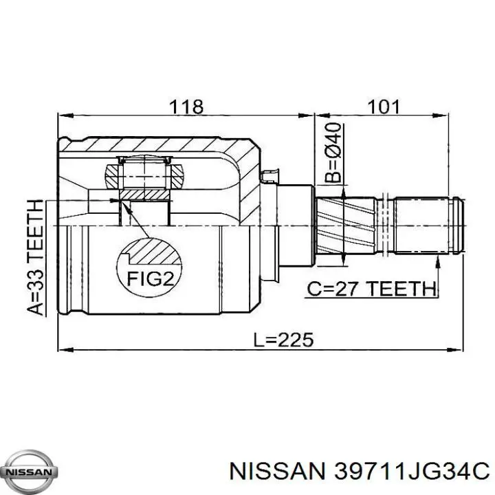 Шарнир угловых скоростей передний левый Nissan/Infiniti 39711JG34C цена, от 27.68 USD