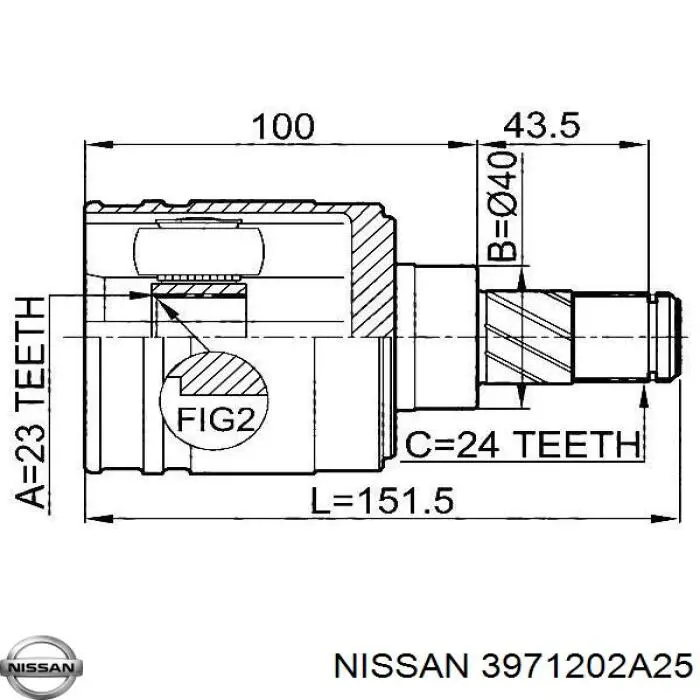 ШРУС внутренний передний Nissan 3971202A25