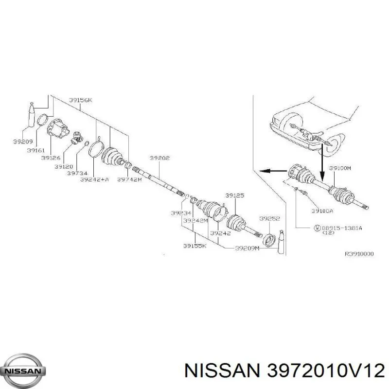 3972010V12 Nissan шрус внутренний, тришиб/трипод/трипоид