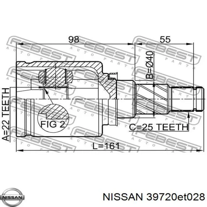 ШРУС внутренний передний Nissan 39720ET028