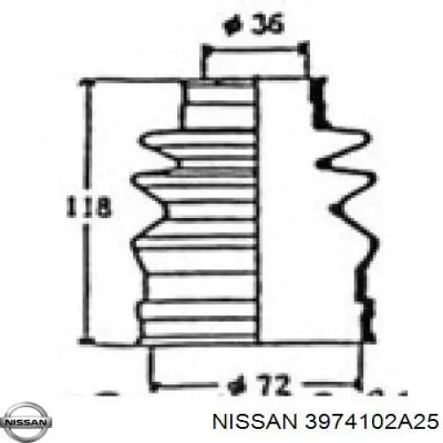 3974102A25 Nissan пыльник шруса передней полуоси внутренний