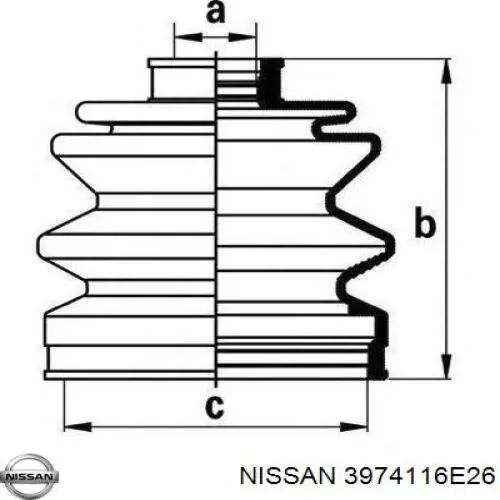 3974116E26 Nissan пыльник шруса передней полуоси внутренний