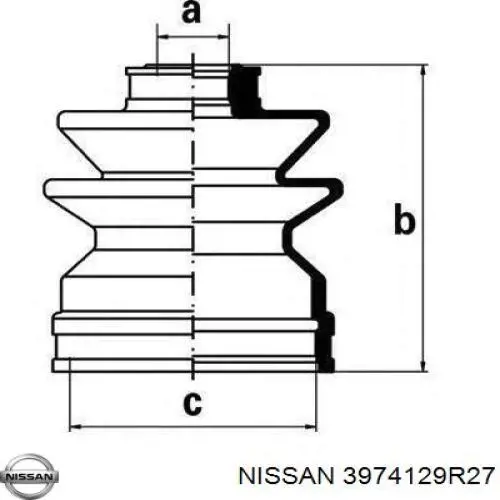 3974129R27 Nissan пыльник шруса передней полуоси внутренний