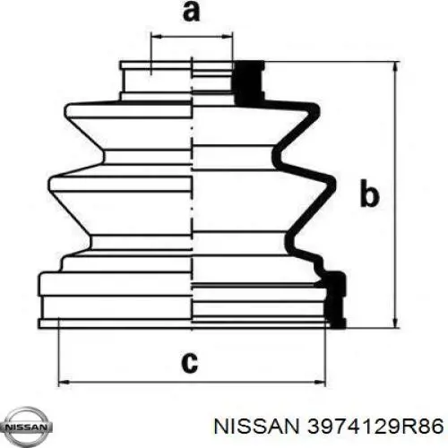 Пыльник ШРУСа внутренний, передней полуоси Nissan/Infiniti 3974129R85