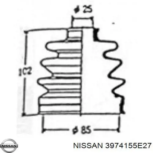 3974155E27 Nissan пыльник шруса передней полуоси внутренний