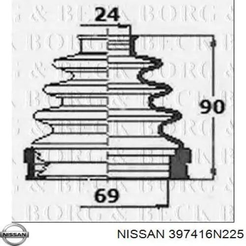 Пыльник ШРУСа внутренний, правый Nissan/Infiniti 397416N225