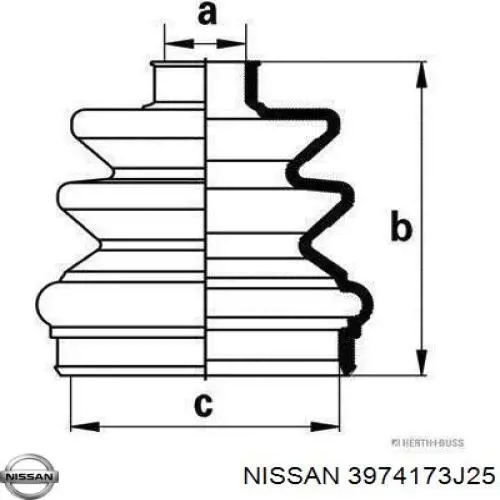 Пыльник ШРУСа передней полуоси внутренний правый Nissan 3974173J25