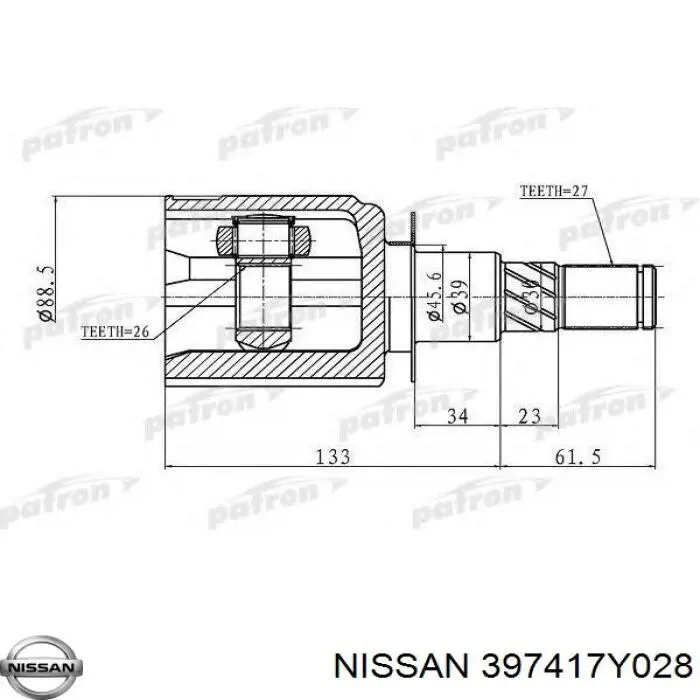 Semieixo (acionador) dianteiro esquerdo para Nissan Pathfinder (R51M)