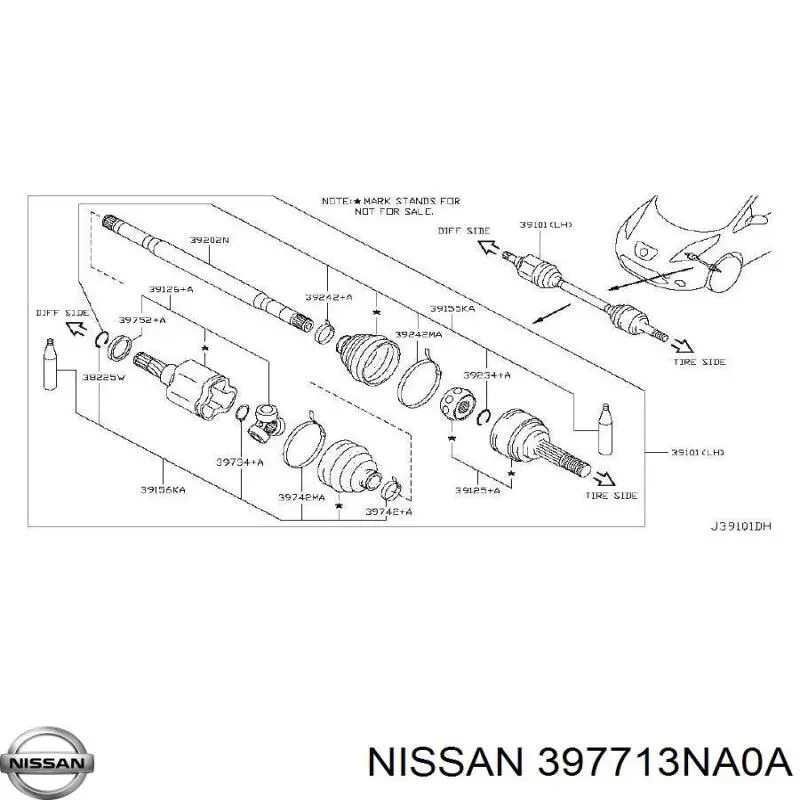 397713NA0A Nissan junta homocinética interna dianteira direita