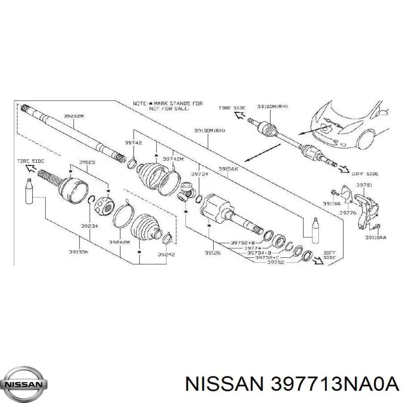 Шарнир привода внутренний Nissan/Infiniti 397713NA0A цена, от 68.04 USD