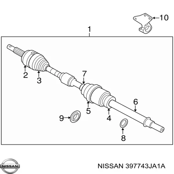 Подвесной подшипник передней полуоси Nissan/Infiniti 397743JA1A цена, от 136.97 USD