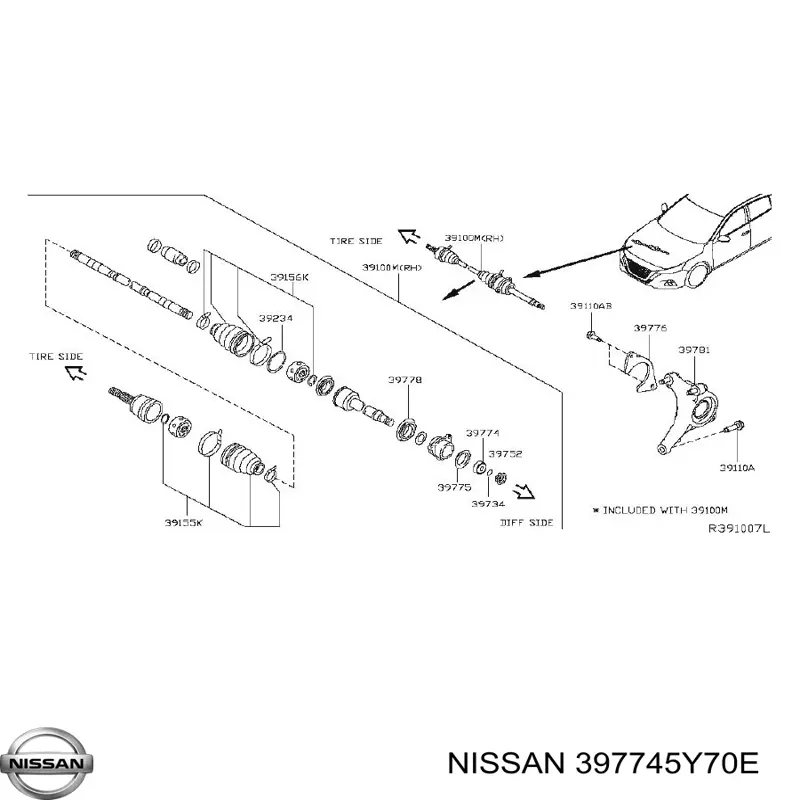 397745Y70E Nissan/Infiniti Подшипник полуоси переднего моста
