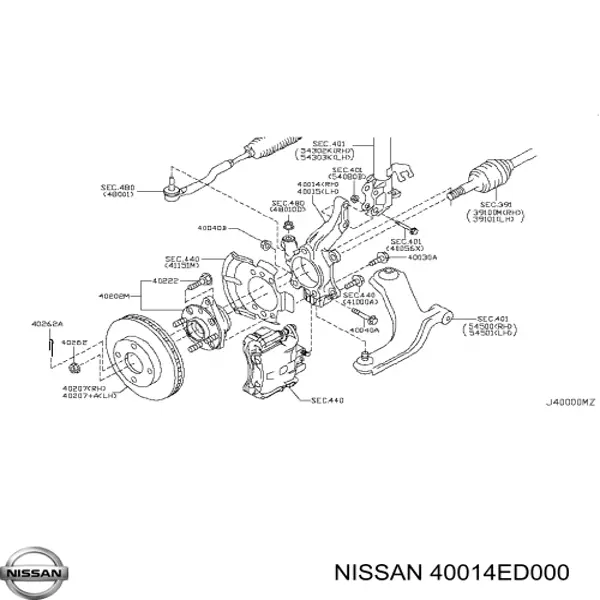 Цапфа (поворотный кулак) передний правый Nissan/Infiniti 40014ED000 цена, от 48.67 USD