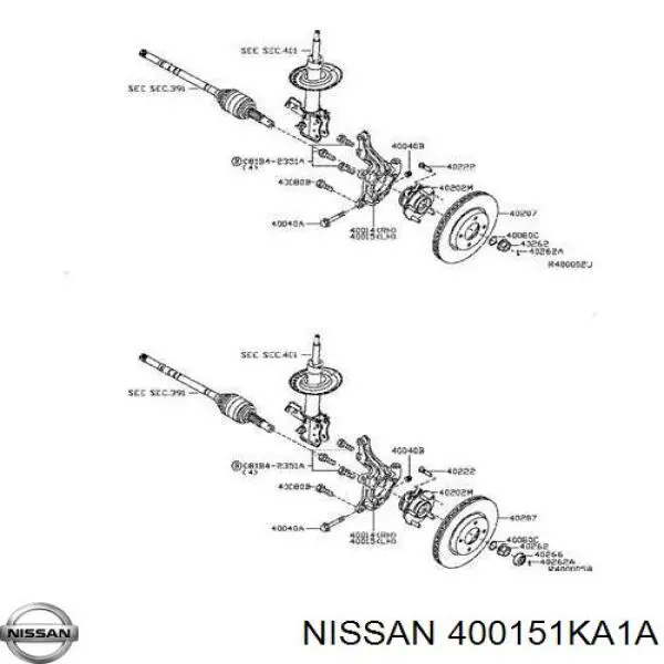 400151KK0A Nissan цапфа (поворотный кулак передний левый)