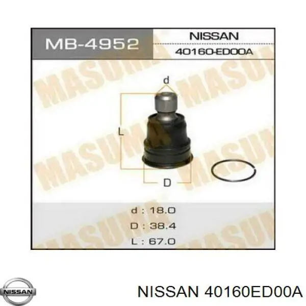 Купить 40160ED00A Nissan/Infiniti Нижняя шаровая опора