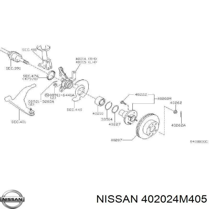 Маточина передня 402024M405 Nissan