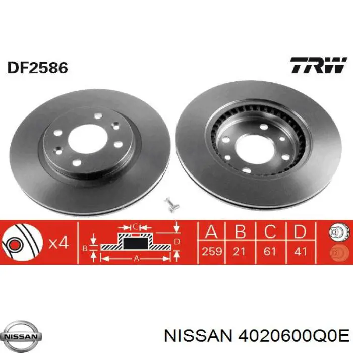 4020600Q0E Nissan/Infiniti Диск тормозной передний