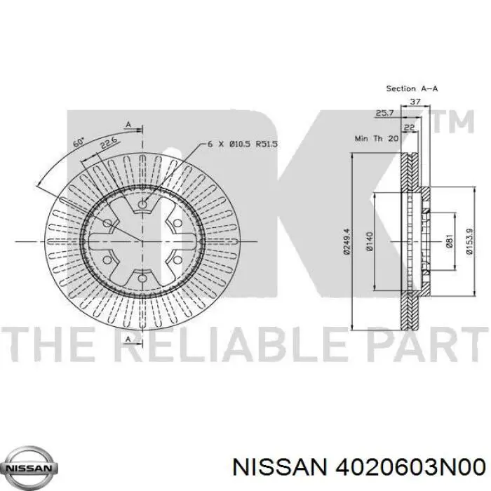 4020603N00 Nissan/Infiniti Диск тормозной передний